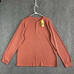 *NWT*  ALL IN MOTION Lightweight Rust Waffle Knit Long Sleeve Henley Shirt XL
